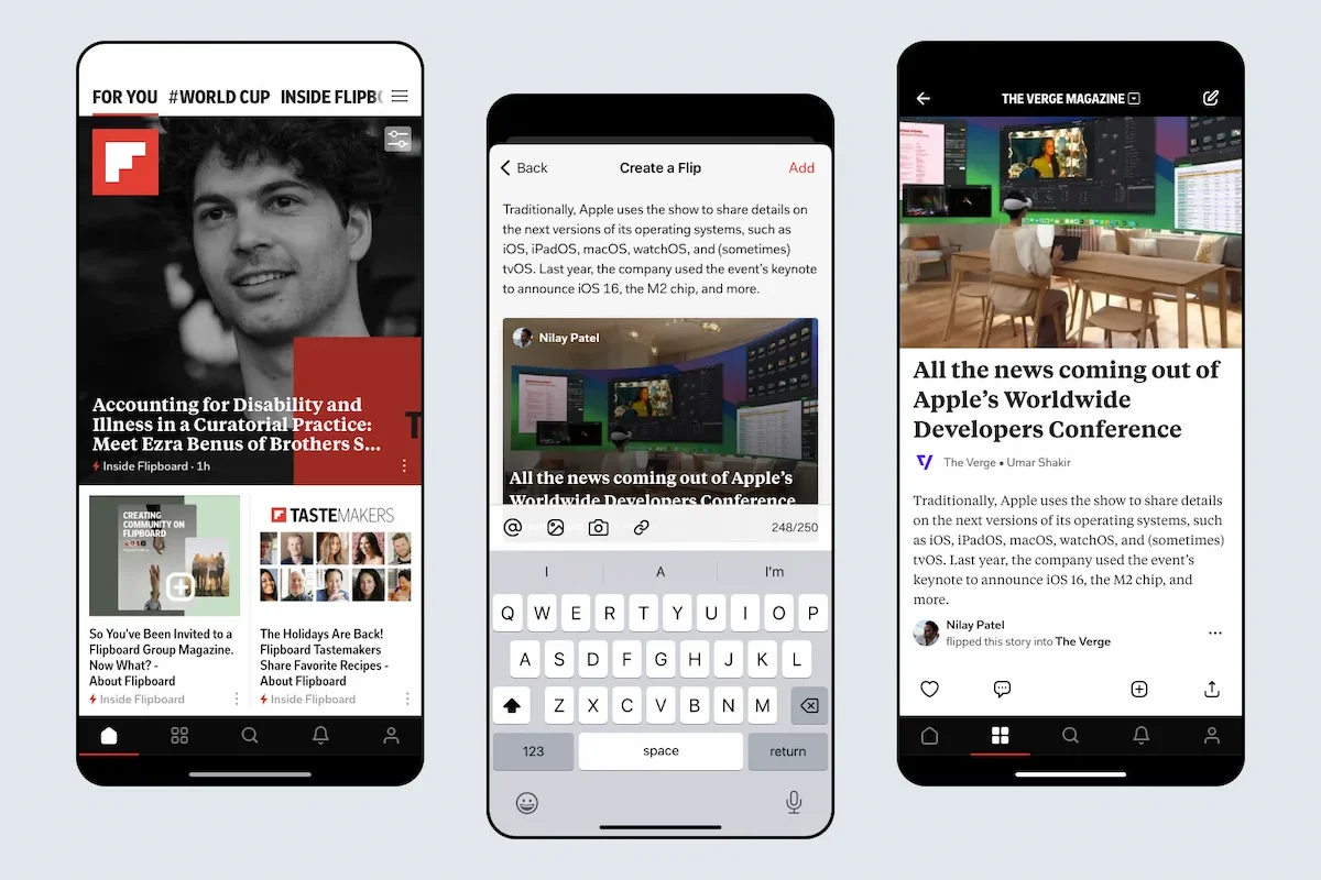 Flipboard mobile app designs